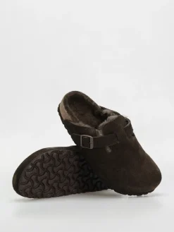 Birkenstock Boston Shearling Suede Leather Fur Narrow Wmn Flip-flops