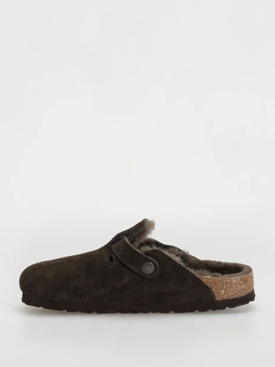 Birkenstock Boston Shearling Suede Leather Fur Narrow Wmn Flip-flops