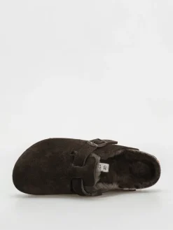 Birkenstock Boston Shearling Suede Leather Fur Narrow Wmn Flip-flops