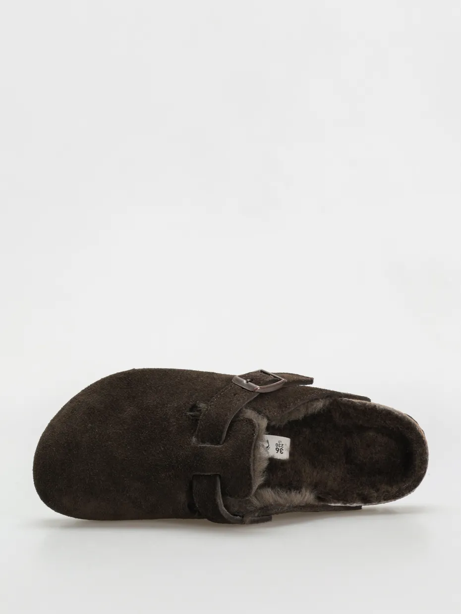 Birkenstock Boston Shearling Suede Leather Fur Narrow Wmn Flip-flops