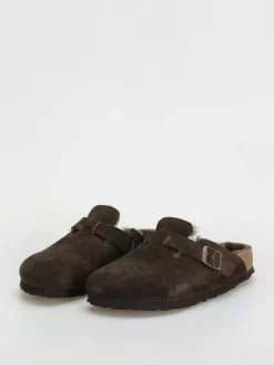 Birkenstock Boston Shearling Suede Leather Fur Narrow Wmn Flip-flops