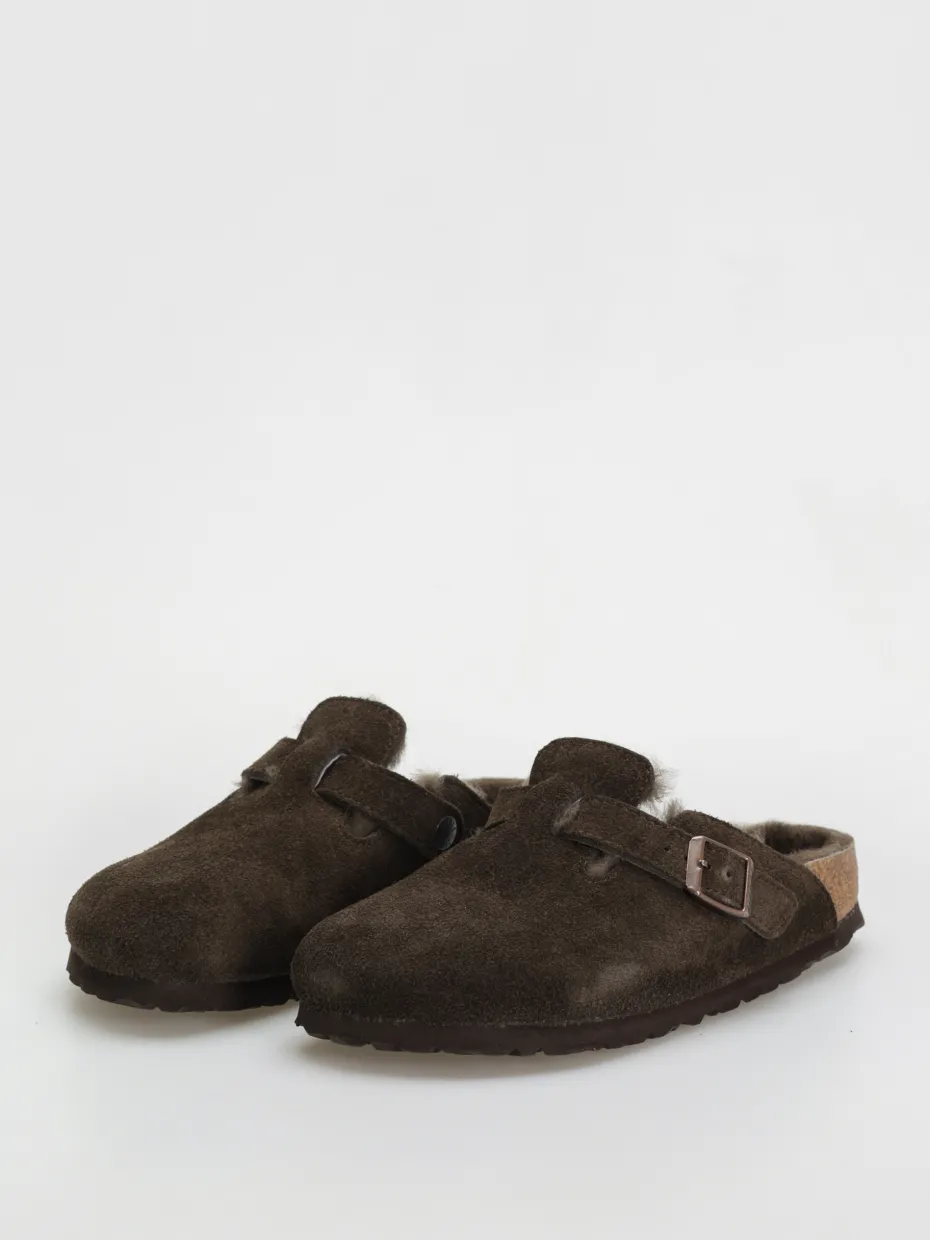 Birkenstock Boston Shearling Suede Leather Fur Narrow Wmn Flip-flops