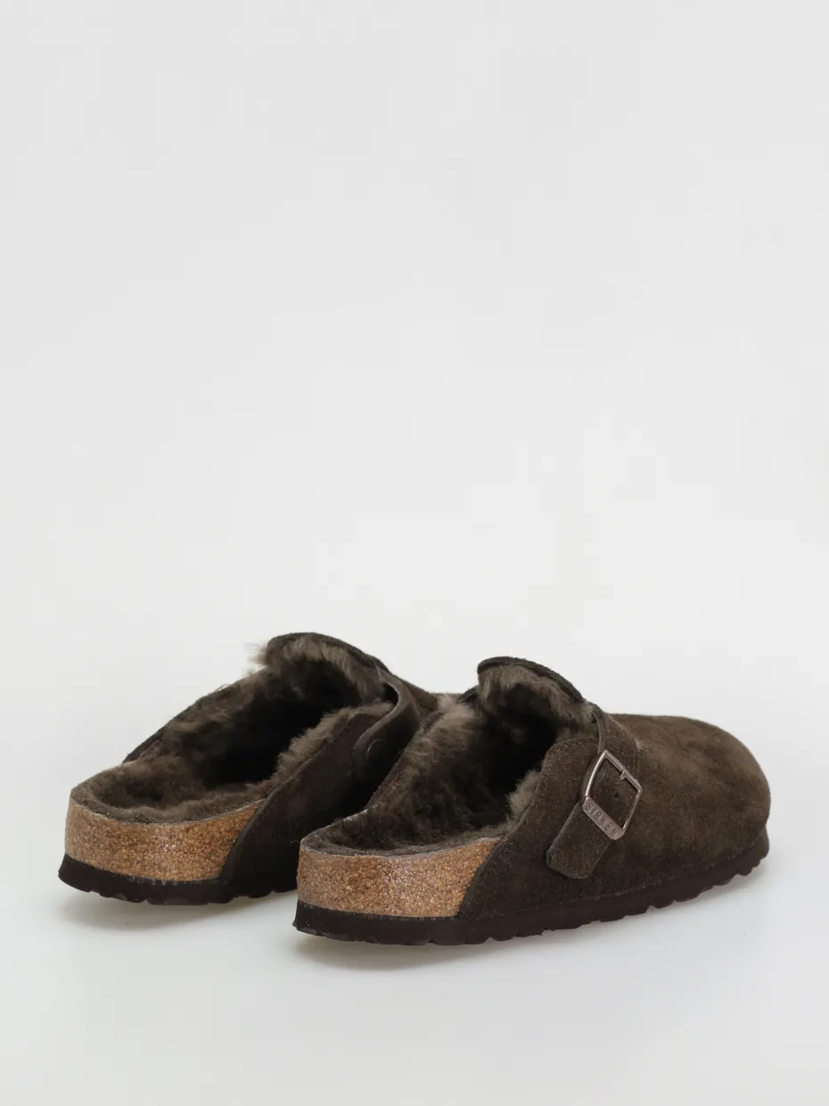 Birkenstock Boston Shearling Suede Leather Fur Narrow Wmn Flip-flops