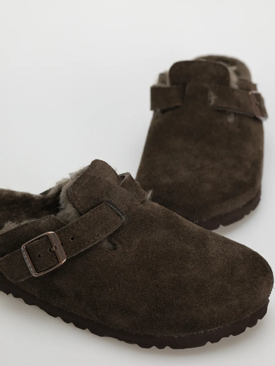 Birkenstock Boston Shearling Suede Leather Fur Narrow Wmn Flip-flops