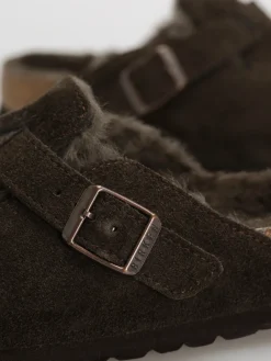 Birkenstock Boston Shearling Suede Leather Fur Narrow Wmn Flip-flops