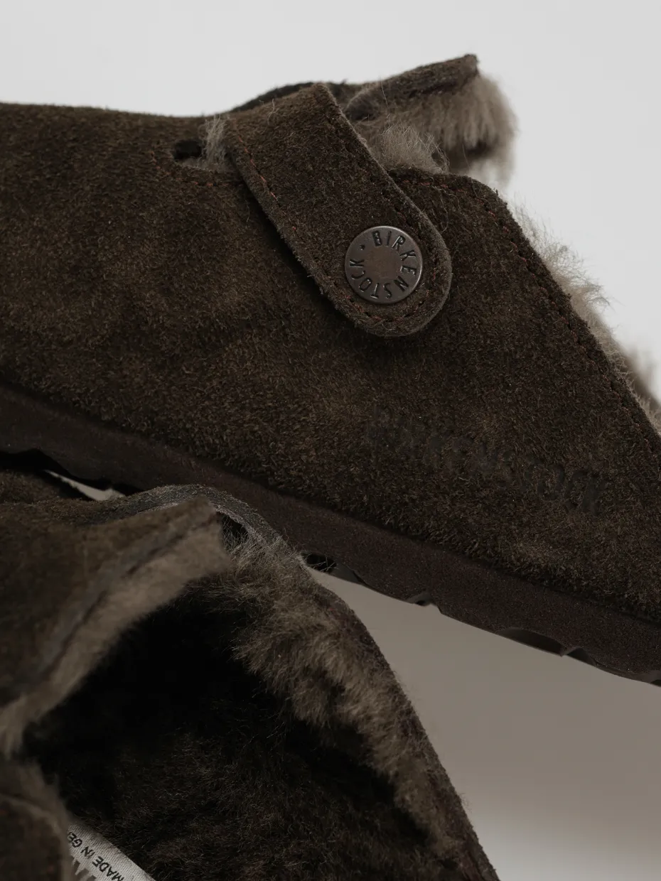 Birkenstock Boston Shearling Suede Leather Fur Narrow Wmn Flip-flops