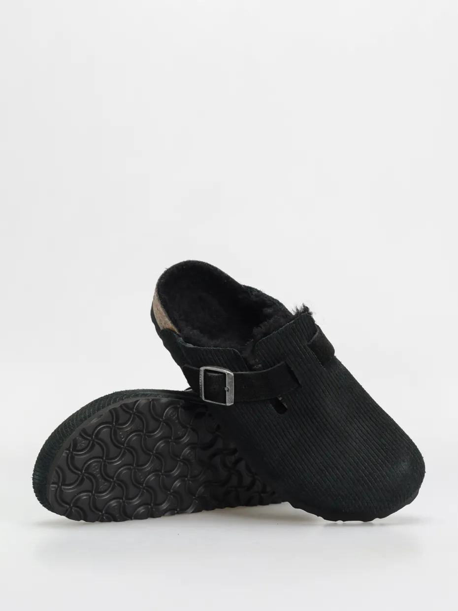 Birkenstock Boston VL Fell Suede Leather Fur Narrow Wmn Flip-flops
