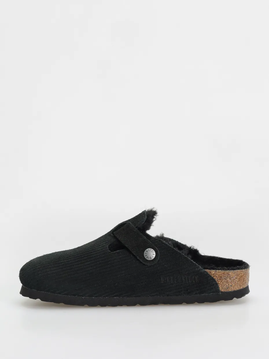 Birkenstock Boston VL Fell Suede Leather Fur Narrow Wmn Flip-flops
