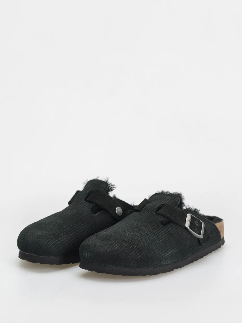 Birkenstock Boston VL Fell Suede Leather Fur Narrow Wmn Flip-flops