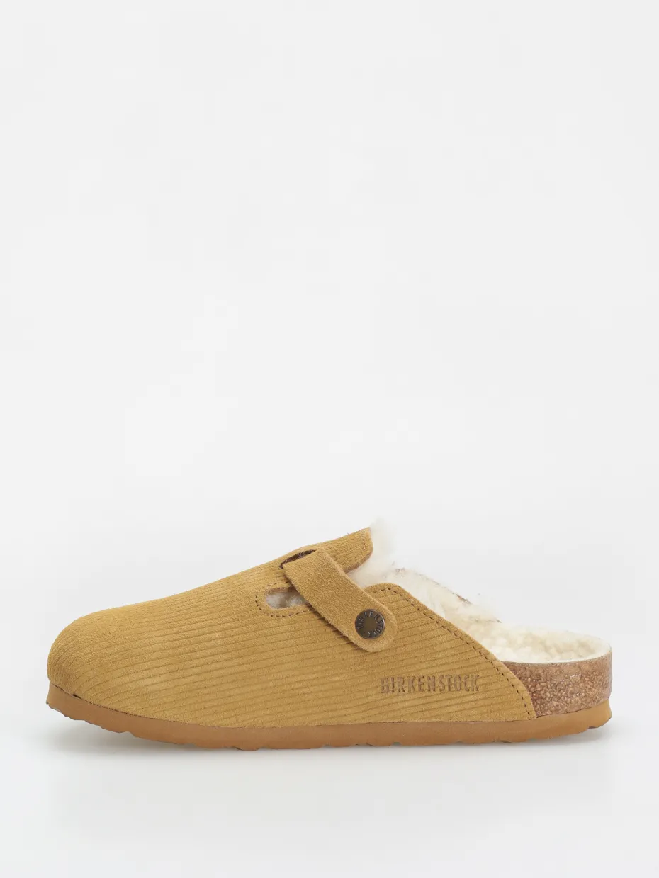 Birkenstock Boston VL Fell Suede Leather Fur Narrow Wmn Flip-flops