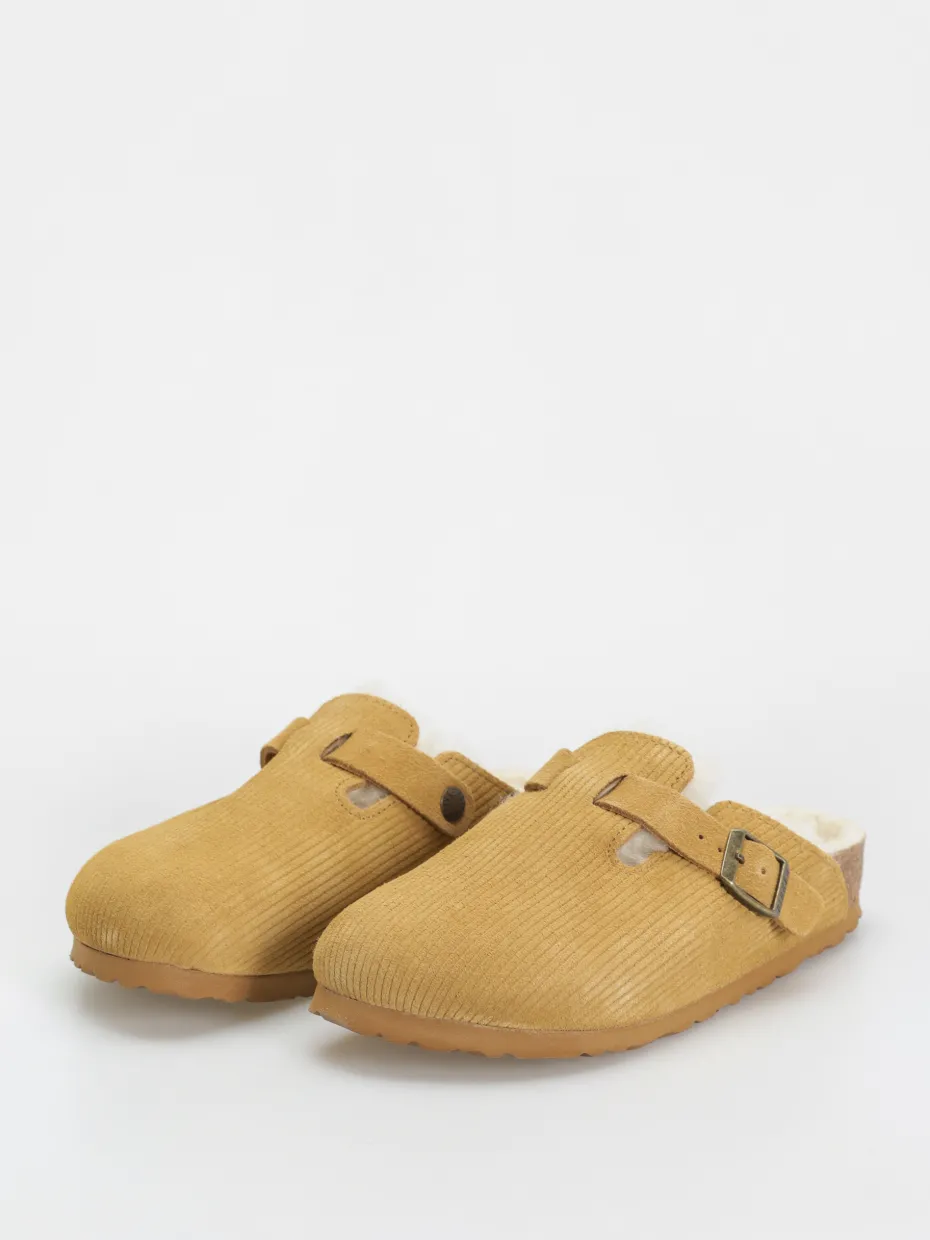 Birkenstock Boston VL Fell Suede Leather Fur Narrow Wmn Flip-flops