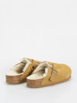Birkenstock Boston VL Fell Suede Leather Fur Narrow Wmn Flip-flops
