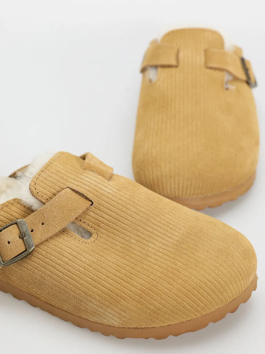 Birkenstock Boston VL Fell Suede Leather Fur Narrow Wmn Flip-flops