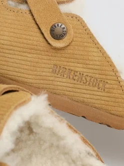 Birkenstock Boston VL Fell Suede Leather Fur Narrow Wmn Flip-flops