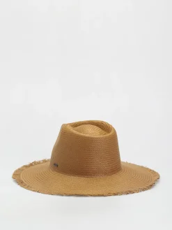 Brixton Jo Straw Frayed Fedora Hat