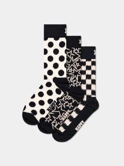 Happy Socks Socks 3-Pack Black And White