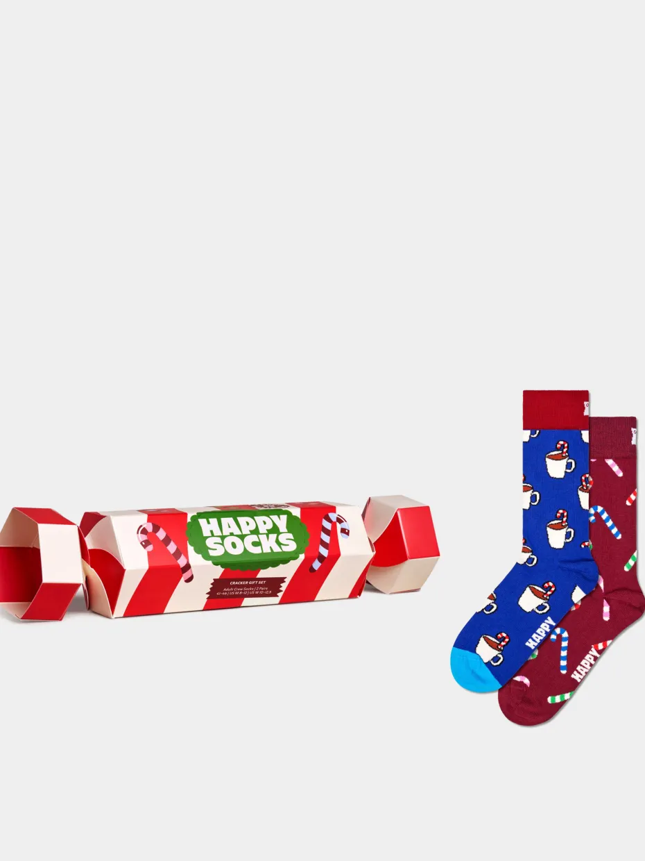 Happy Socks Socks 2-Pack Holiday Striped Cracker Gift Set