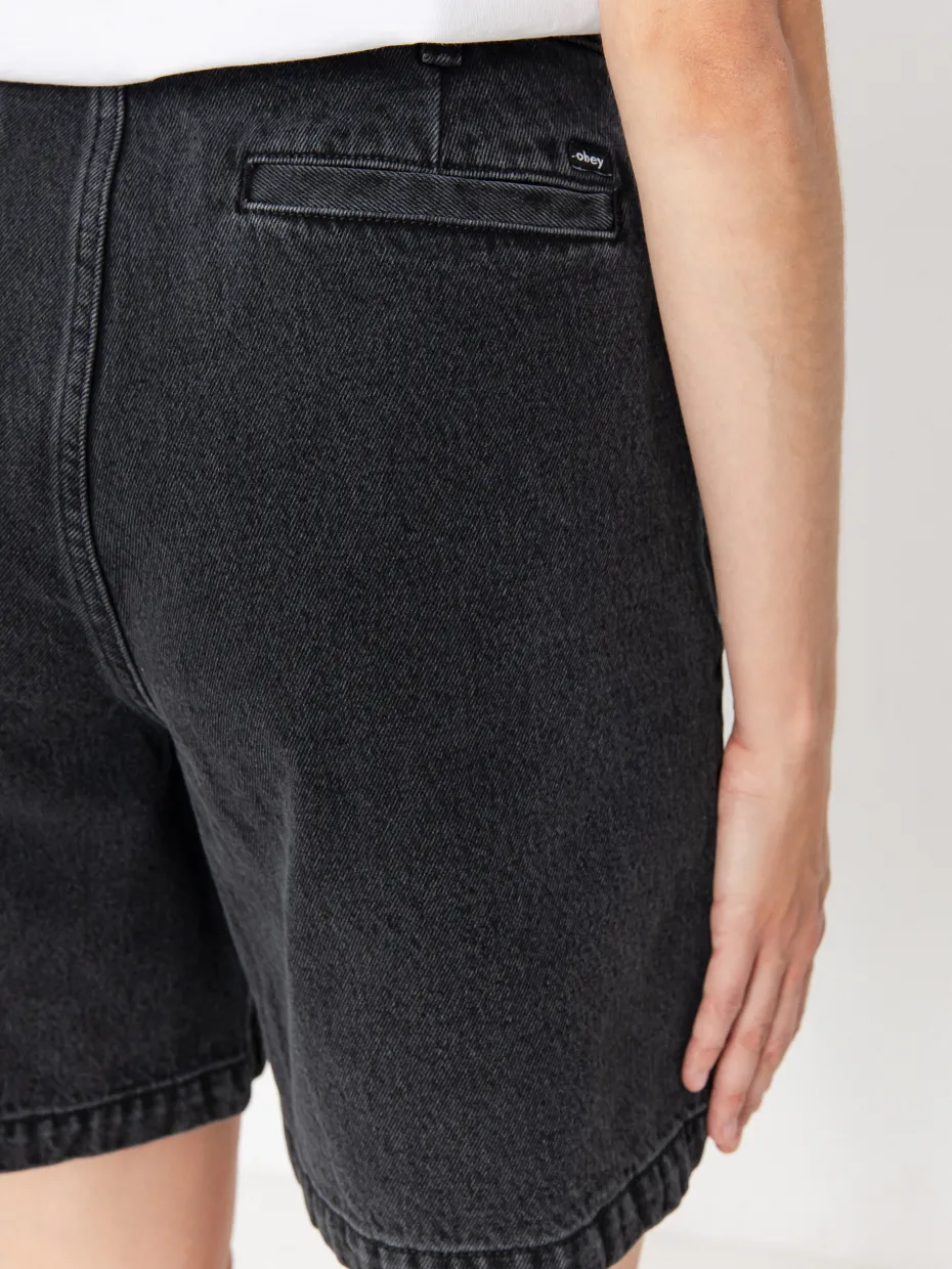 OBEY Eli II Denim Pleated Shorts Wmn